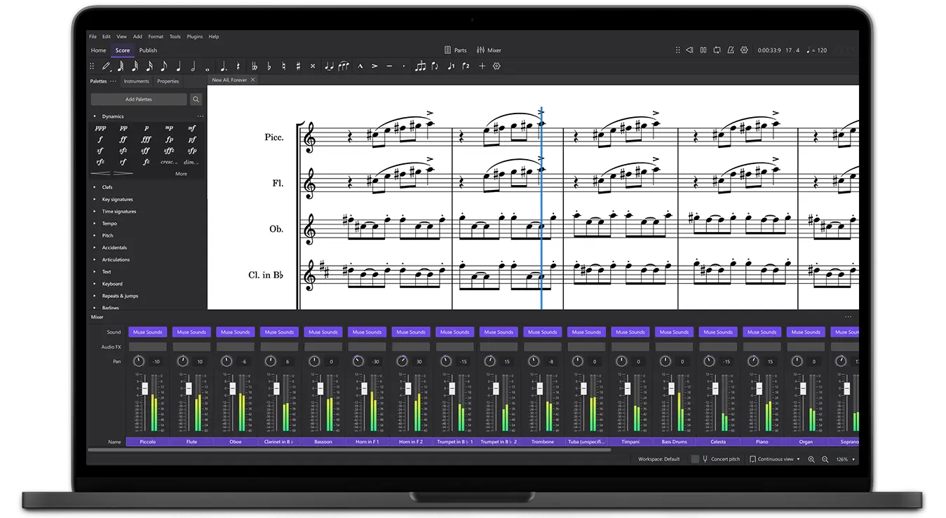 laptop with MuseScore