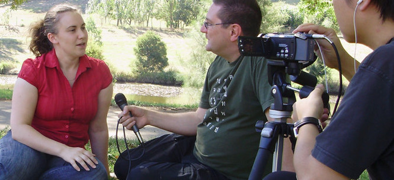 Pia being interviewed